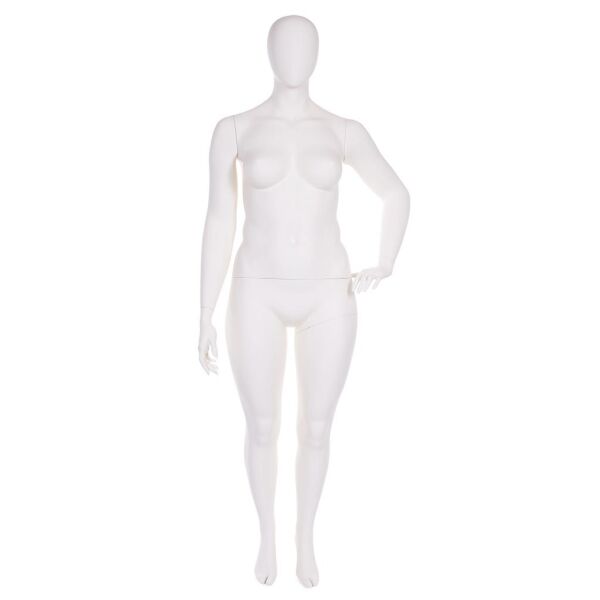 PLUS SIZE Damenfigur abstrakt weiß F03 stehend mit angewinkeltem Arm