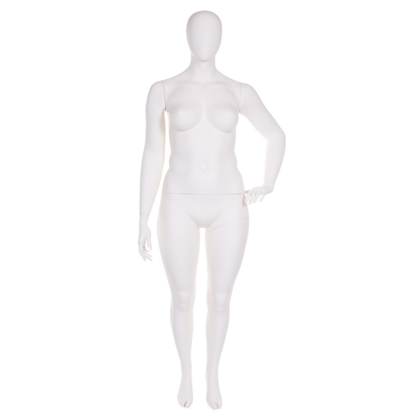 PLUS SIZE Damenfigur abstrakt weiß F03 stehend mit angewinkeltem Arm