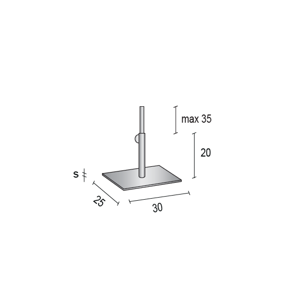 ENERGY Metall-Tischständer (Ø 25mm) H20-55cm optional mit Schraube BU961100