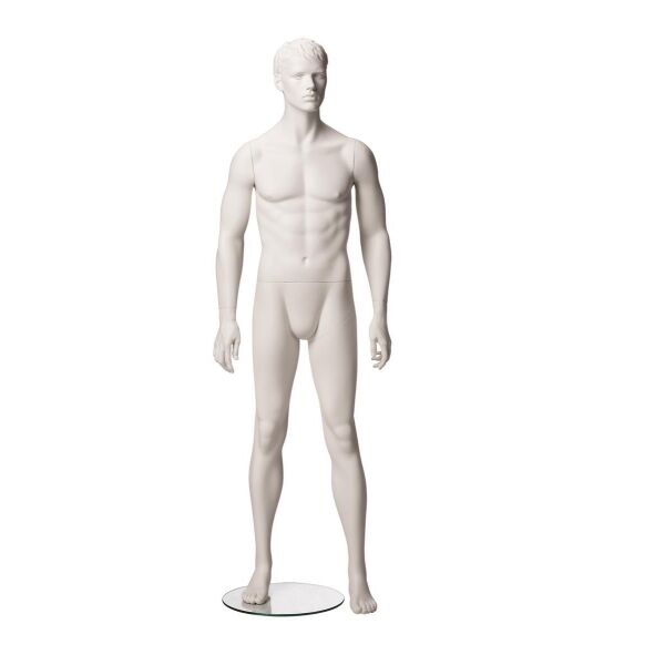 MARVIN Herrenfigur weiss skulpturiert Pos. 1 inkl. Glasbodenplatte mit Fußdorn, 101955