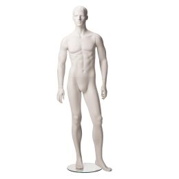 MARVIN Herrenfigur weiss skulpturiert Pos. 2 inkl. Glasbodenplatte mit Fußdorn