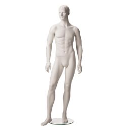 MARVIN Herrenfigur weiss skulpturiert Pos. 3 inkl. Glasbodenplatte mit Fußdorn