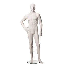 MARVIN Herrenfigur weiss skulpturiert Pos. 4 inkl. Glasbodenplatte mit Fußdorn