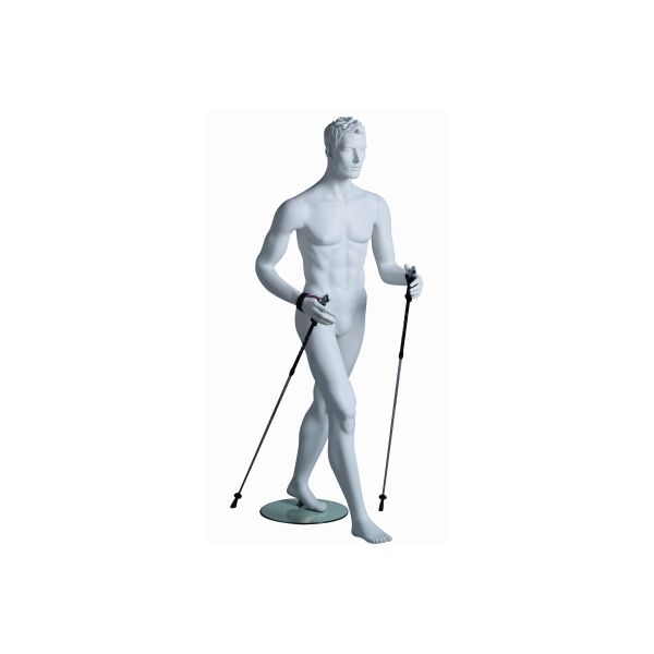 Sportfigur KEVIN, Walker, skulpt. weiß, inkl. Glasbodenplatte mit Fuß- und Wadendorn, 101882