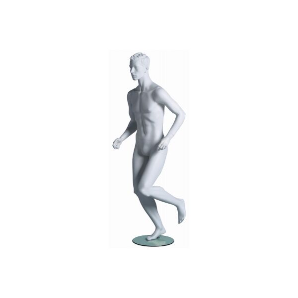 Sportfigur KEVIN, Runner, skulpt. weiß, inkl. Glasbodenplatte mit Fuß- und Wadendorn, 101874