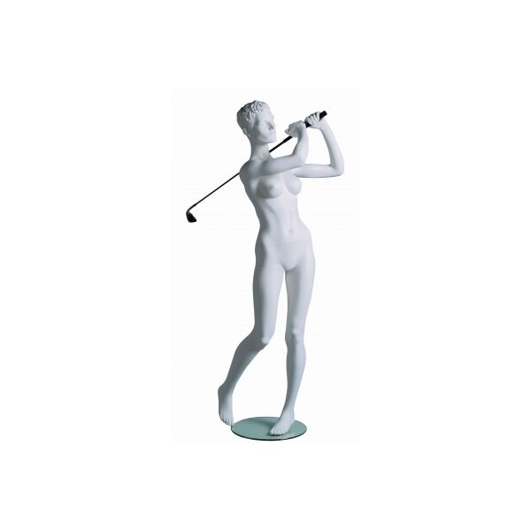 Sportfigur VANESSA, Golf, skulpt. weiß, inkl. Glasbodenplatte mit Fuß- und Wadendorn, 101745