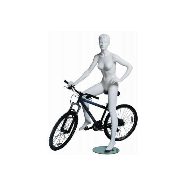 Sportfigur VANESSA, Biker, skulpt. weiß, inkl. Glasbodenplatte mit Fuß- und Wadendorn, 101741