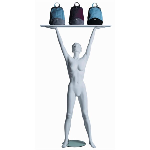 Sportfigur VANESSA, Lifter, skulpt. weiß, inkl. Glasbodenplatte mit Fuß- und Wadendorn, 101743