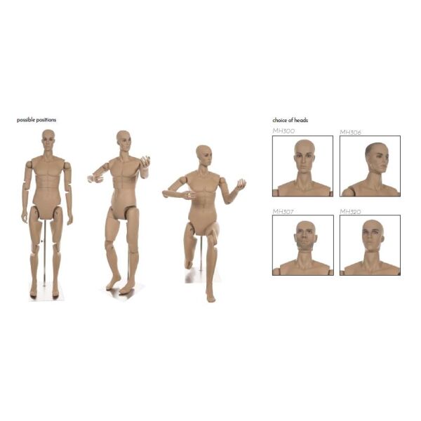 MUSEUM bewegliche Herrenfigur YM30, realistisch hautfarbig inkl. Standfuß