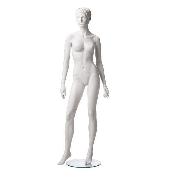 Rental mannequin ADRIANA 2 female matt-white sculptured incl. base
