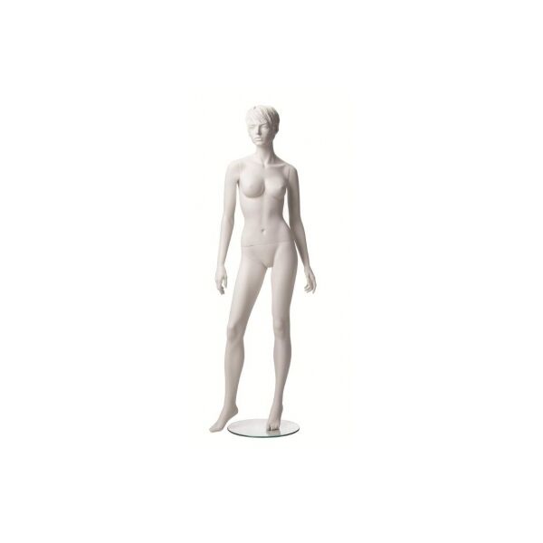 Rental mannequin ADRIANA 2 female matt-white sculptured incl. base
