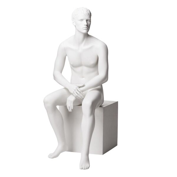 Miet-Herrenfigur MARVIN 6 mattweiss sitzend