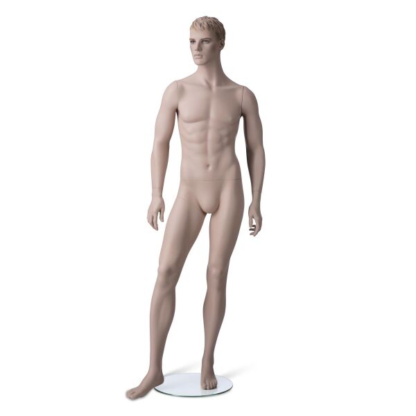 MARVIN 3 Herrenfigur stilisiert naturalistisch mit skulpt. Haaren, Pos. 3 inkl. Glasbodenplatte mit Fußdorn, 101951