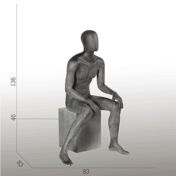 ELEMENTS PM04 sitzende Herrenfigur halbtransparente Glasfaser-Optik