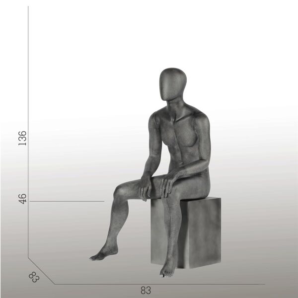 ELEMENTS PM04 sitzende Herrenfigur halbtransparente Glasfaser-Optik