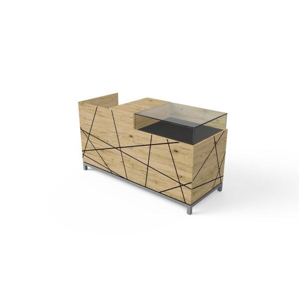HI RETAIL Kassentheke NOVE, Ladentheke 180x72x100cm mit Glasvitrine