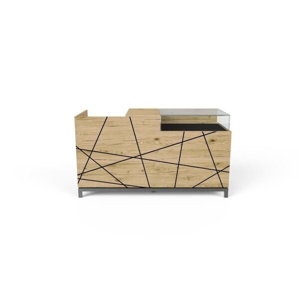HI RETAIL Kassentheke NOVE, Ladentheke 180x72x100cm mit Glasvitrine