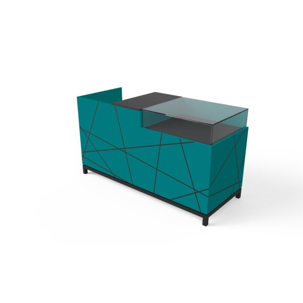 HI RETAIL Kassentheke NOVE, Ladentheke 180x72x100cm mit Glasvitrine