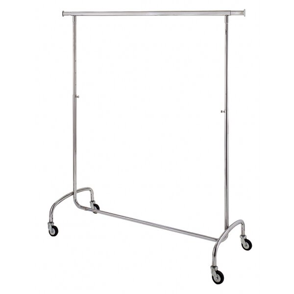 Roll-Kleiderständer verchromt mit Rollen Ø 8 cm, verstellbar mit Schnäpper, ST209R80