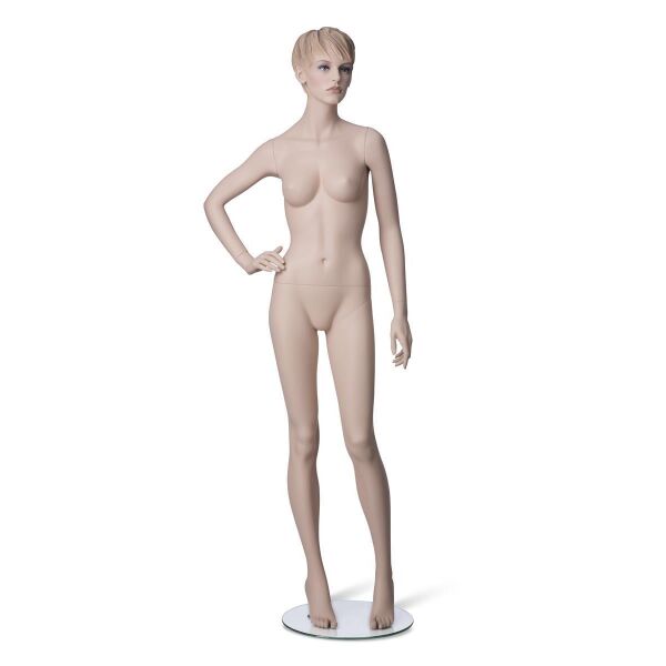 Rental mannequin ADRIANA 3 female skintone realistic sculptured incl. base
