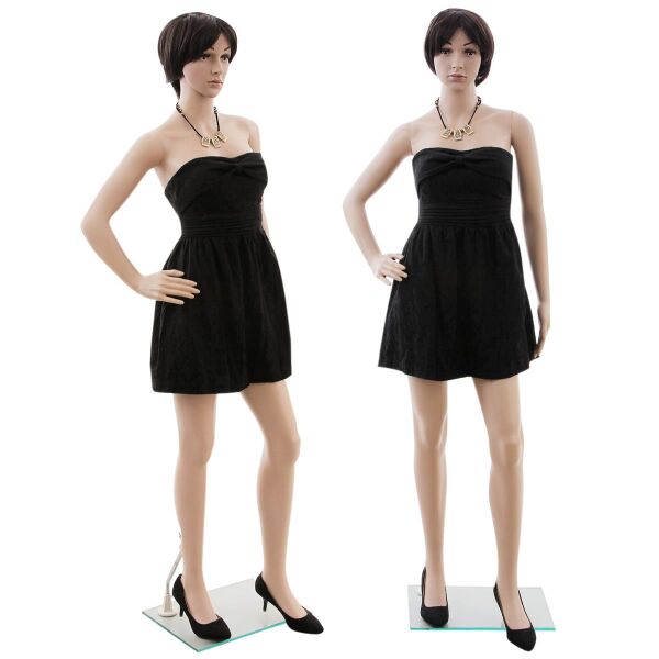 BASIC Damenfigur JESS hautfarbig mit Gesicht F1X inkl. Glasbodenplatte mit Wadendorn