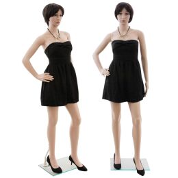 BASIC Damenfigur JESS hautfarbig mit Gesicht F1X inkl. Glasbodenplatte mit Wadendorn
