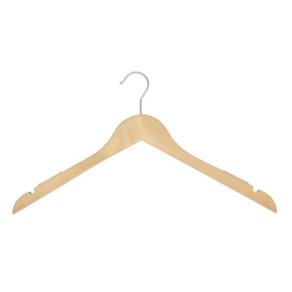 NATURAL LOTUS Kleiderbügel antirutsch, L44cm, Haken vernickelt, HTAS44_NAT_N
