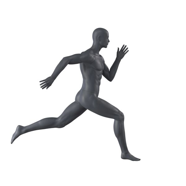 Top-Sports M305 Herren-Schaufensterigur, Sport Runner, Sprinter, inkl. Standplatte mit Rückendorn, Graphitgrau RAL7024