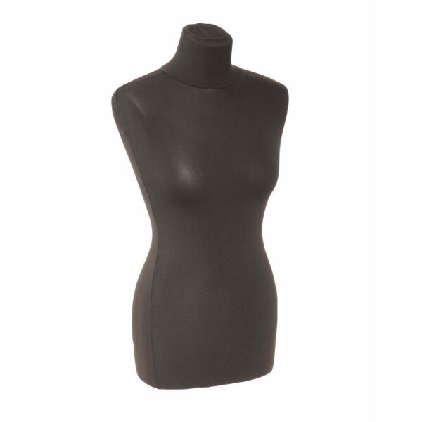 BASIC Damenbüste 34/36 aus PU-Schaum inkl. Überzug und Holz-Rundfuß, Schwarz