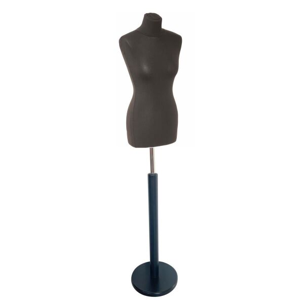 BASIC Damenbüste 40/42 aus PU-Schaum inkl. Überzug und Holz-Rundfuß, Schwarz