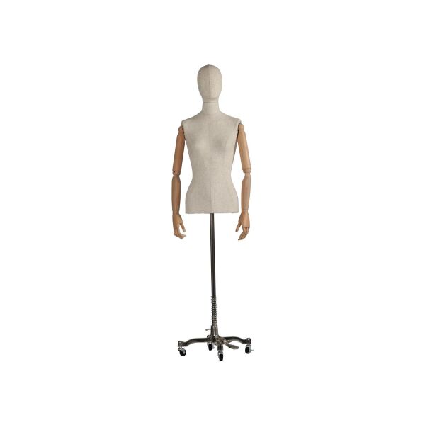 CLOTH Damenbüste Natur mit Armen und Roll-Standfuß