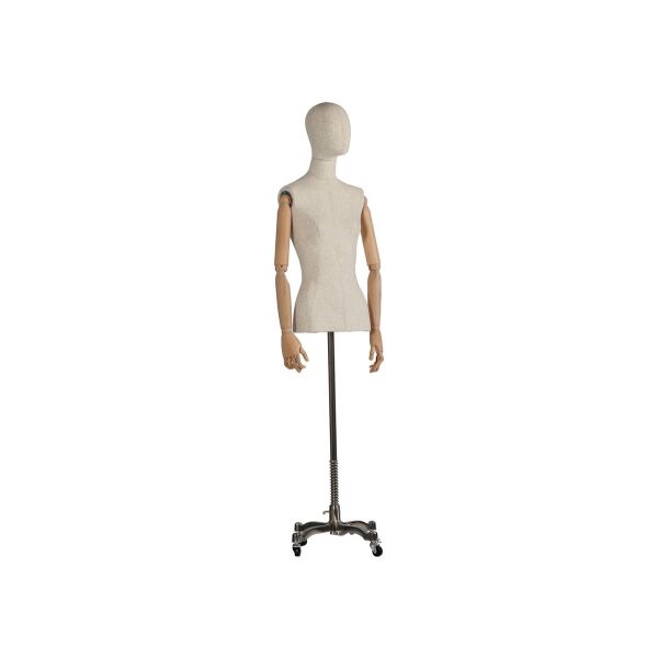 CLOTH Damenbüste Natur mit Armen und Roll-Standfuß