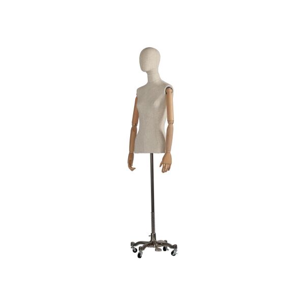 CLOTH Damenbüste Natur mit Armen und Roll-Standfuß