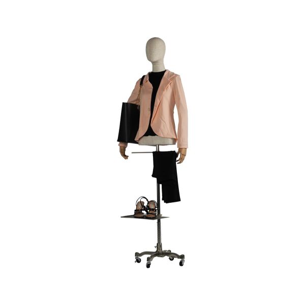 CLOTH Damenbüste Natur mit Armen und Roll-Standfuß