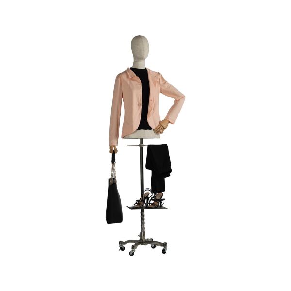 CLOTH Damenbüste Natur mit Armen und Roll-Standfuß