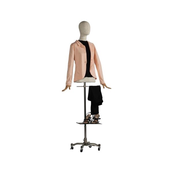 CLOTH Damenbüste Natur mit Armen und Roll-Standfuß