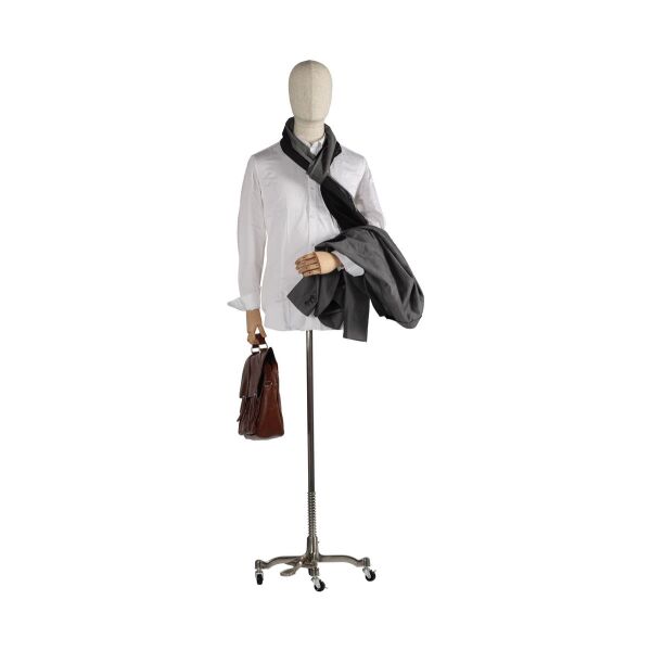 CLOTH Herrenbüste Natur mit Armen und Roll-Standfuß