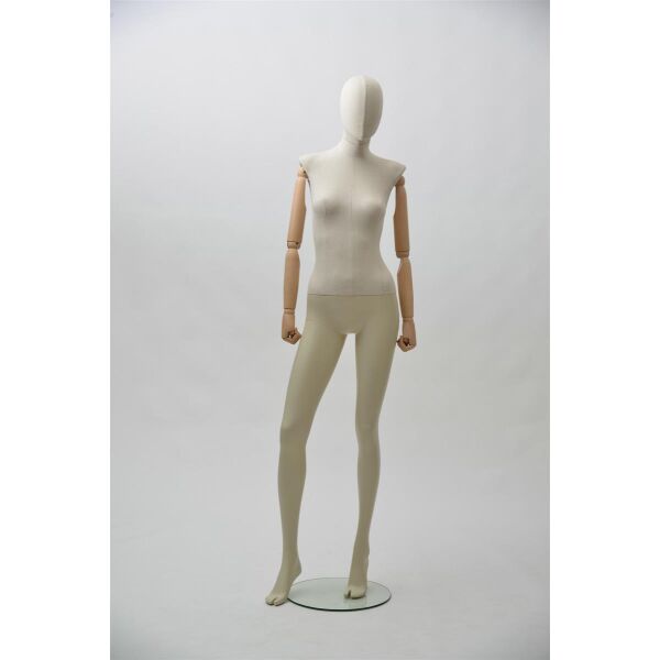 CLOTH Schaufensterfigur Dame MSD2 mit Stoffüberzug, inkl. Glasboden, Fuß- und Wadendorn