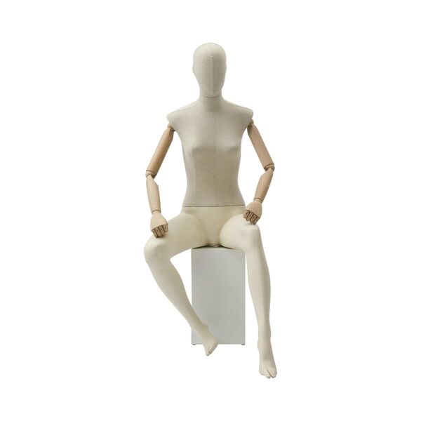 CLOTH Schaufensterfigur Dame MSD3 sitzend mit Stoffüberzug, ohne Podest