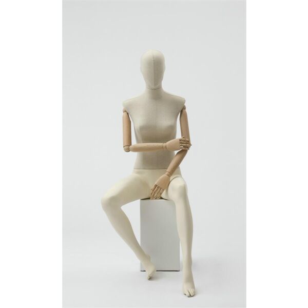 CLOTH Schaufensterfigur Dame MSD3 sitzend mit Stoffüberzug, ohne Podest