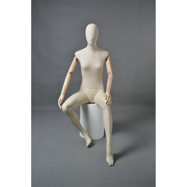 CLOTH Schaufensterfigur Dame MSD3 sitzend mit Stoffüberzug, ohne Podest