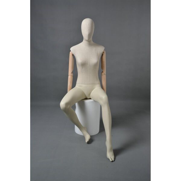 CLOTH Schaufensterfigur Dame MSD3 sitzend mit Stoffüberzug, ohne Podest