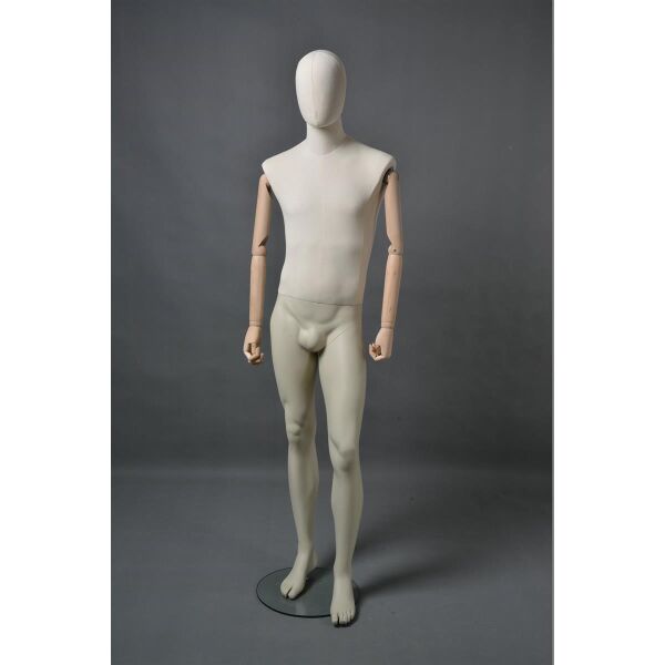 CLOTH Schaufensterfigur Herr MSU2 mit Stoffüberzug, inkl. Glasboden, Fuß- und Wadendorn