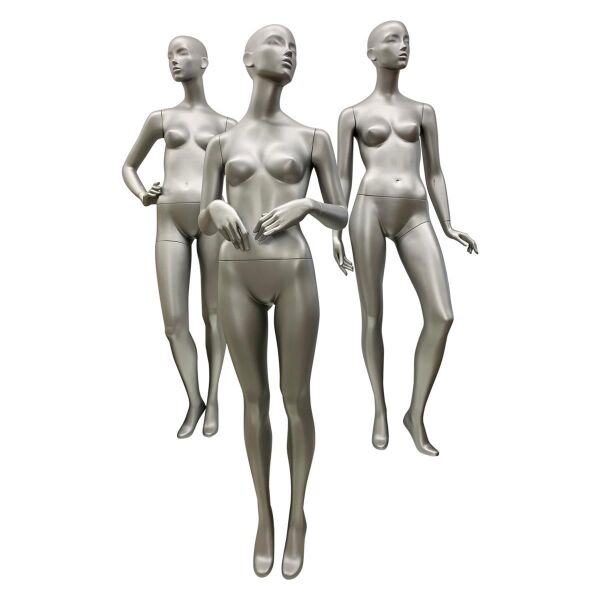 Miet-Damenfigur VIKI, RAL 9006 Weißaluminium