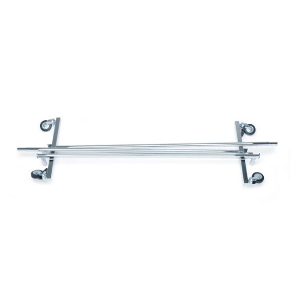 CHROM Kleiderständer klappbar, verstellbar, mit Rollen Ø 8 cm und Bremsen, verchromt