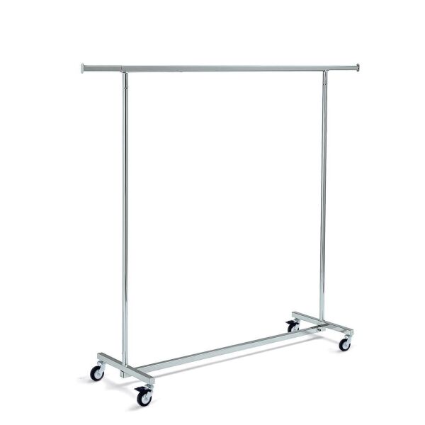 CHROM Kleiderständer klappbar, verstellbar, mit Rollen Ø 8 cm und Bremsen