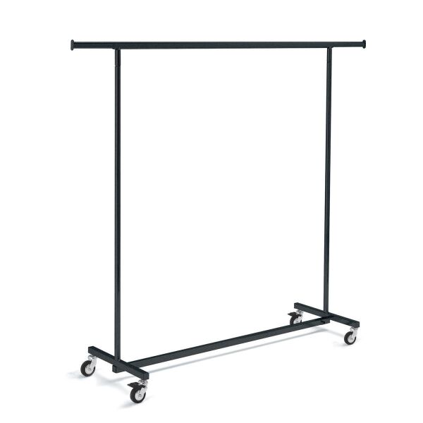BLACK Kleiderständer, klappbar, verstellbar, mit Rollen Ø 8 cm und Bremsen, Schwarz