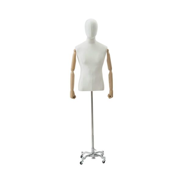 CLOTH Herrenbüste Weiss mit Armen auf Standfuß