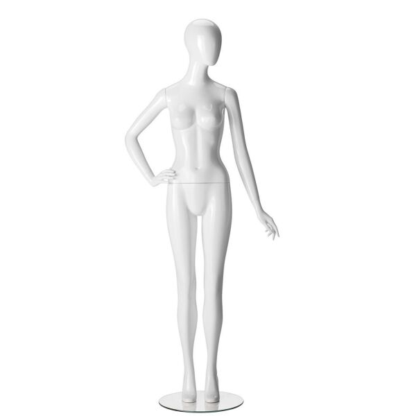 RINGO abstrakte Damenfigur mit Glasplatte Pos. 1 Weiß glänzend
