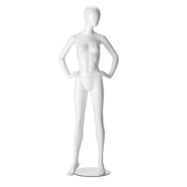 RINGO abstrakte Damenfigur mit Glasplatte Pos. 4 Weiß glänzend